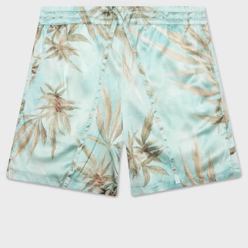 Hemp Leaves Silk Shorts - Hemp Print