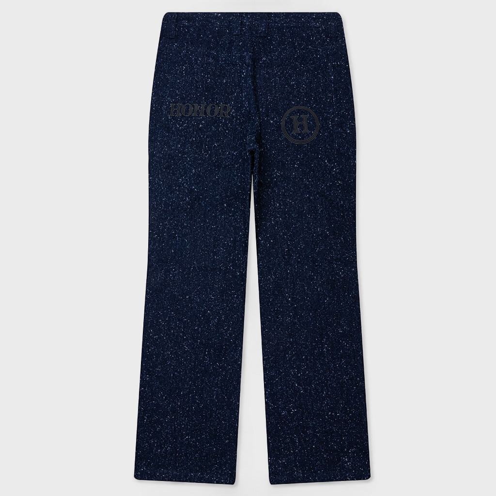 Nep Yarn Wide Leg Pant - Blue