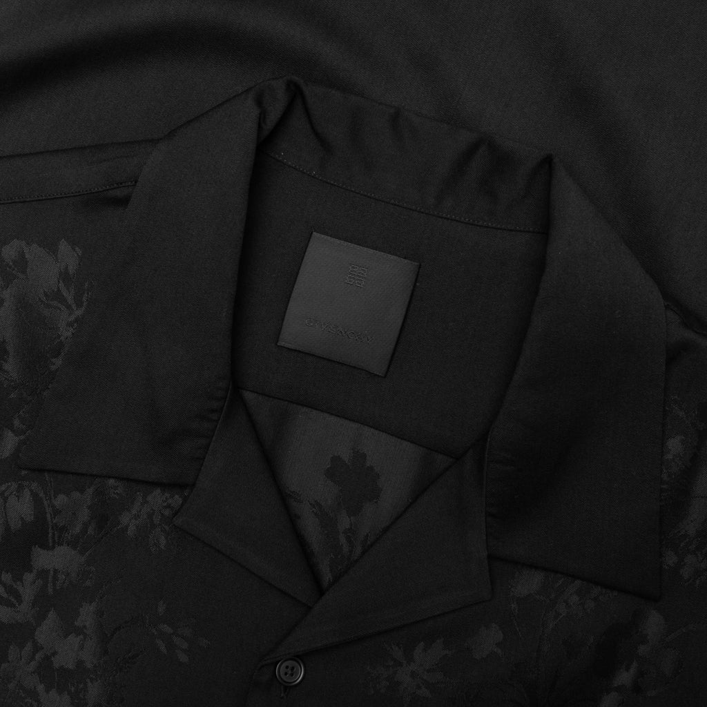 Boxy fit shirt in floral jacquard - Black