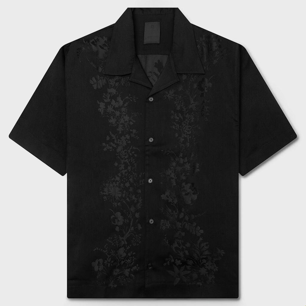 Boxy fit shirt in floral jacquard - Black