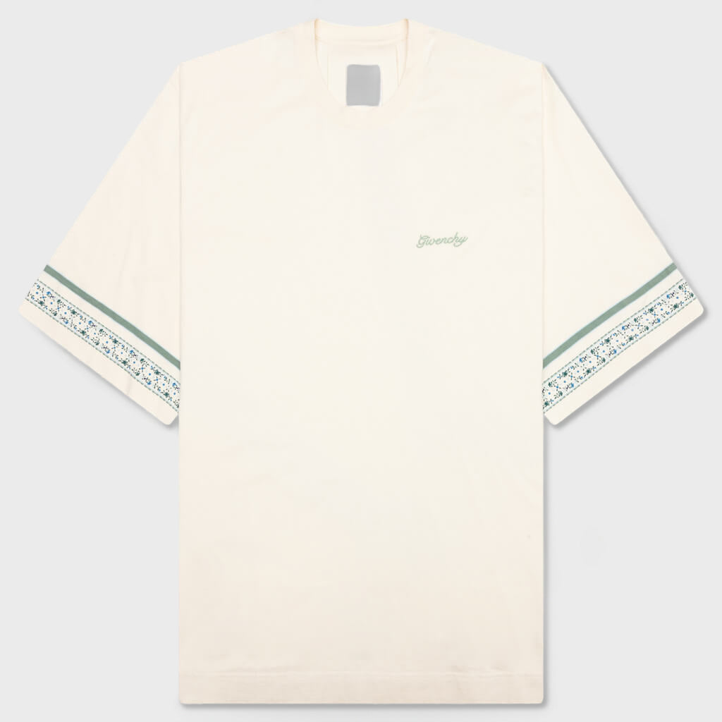 Floral Detail Cotton T-Shirt - Ivory