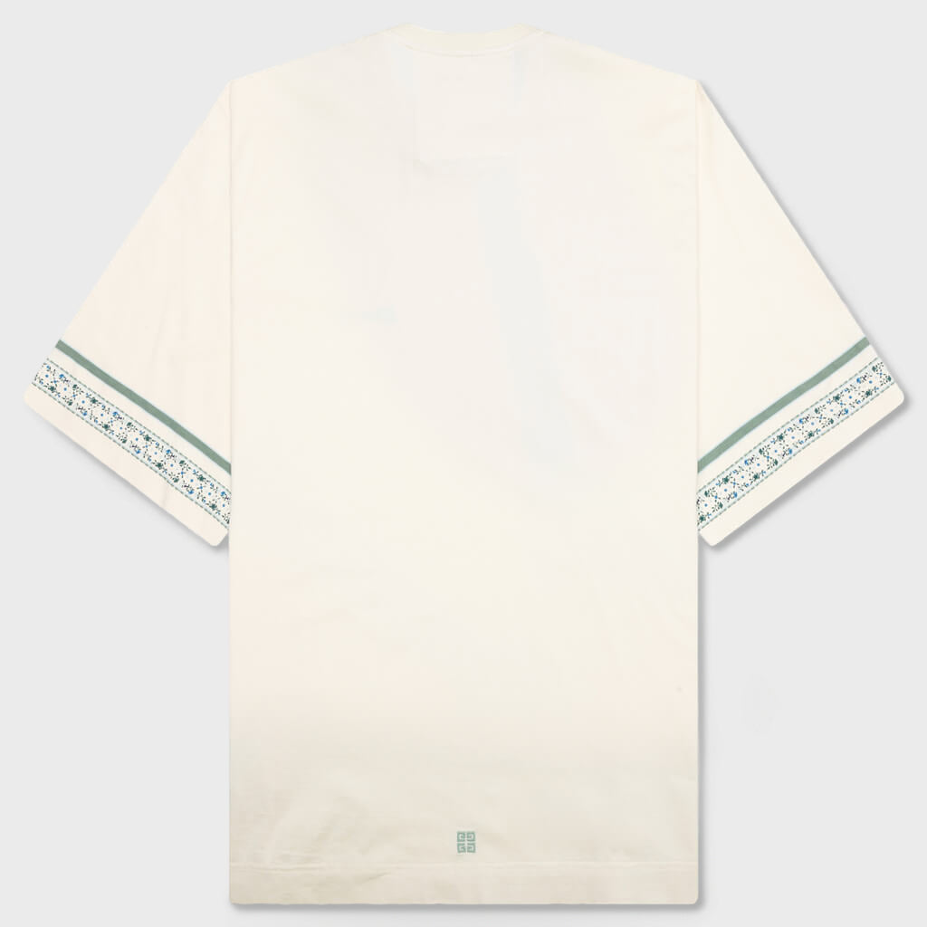 Floral Detail Cotton T-Shirt - Ivory