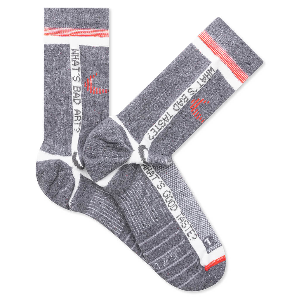 Socks - Grey/Total Crimson