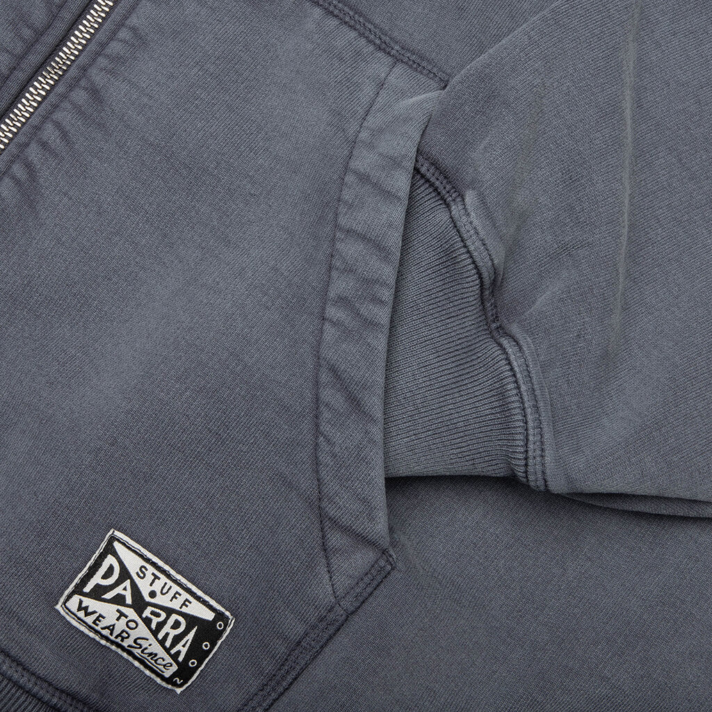 Not Fade Away Zip Hooded Sweatshirt - Washed Dark Grey