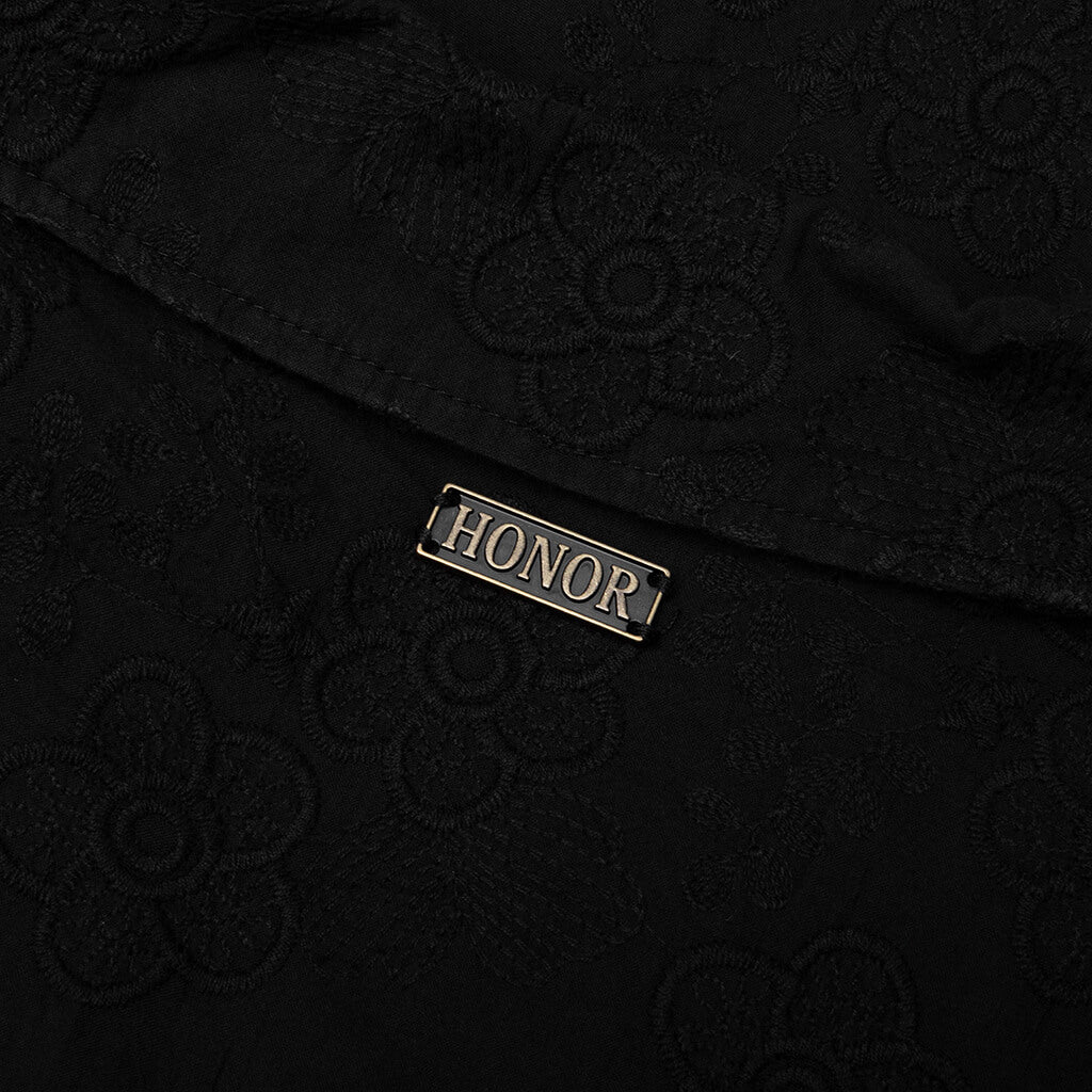 Novelty Floral Camp Shirt - Black
