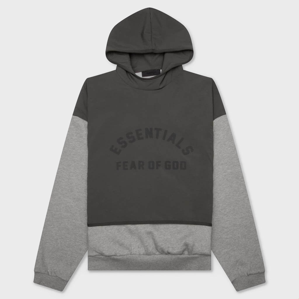 Nylon Fleece Hooded Sweater - Dark Heather Oatmeal/Ink