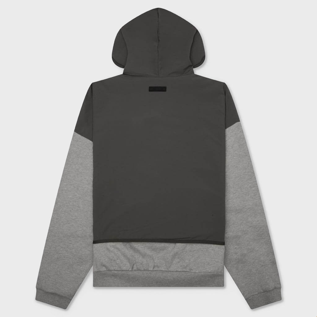 Nylon Fleece Hooded Sweater - Dark Heather Oatmeal/Ink