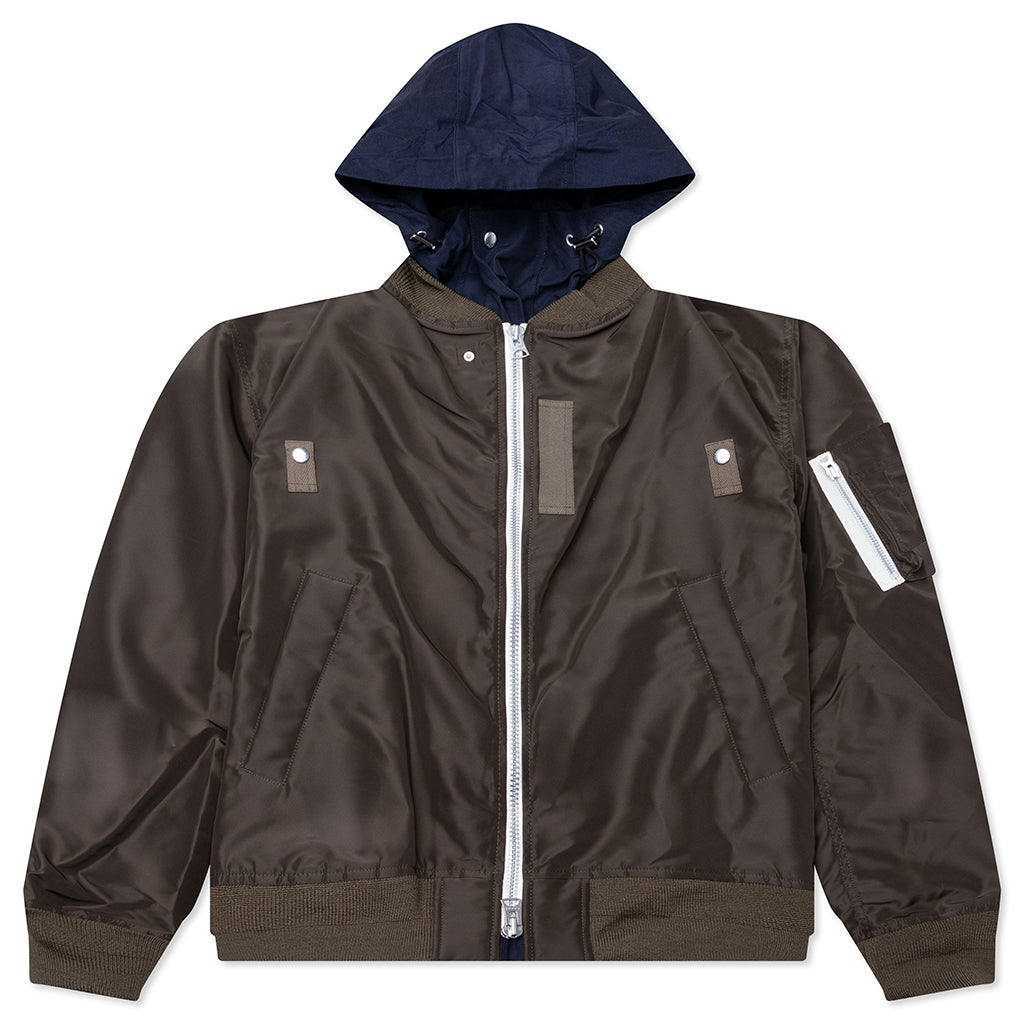 Nylon Twill x Grosgrain Blouson - Khaki/Navy