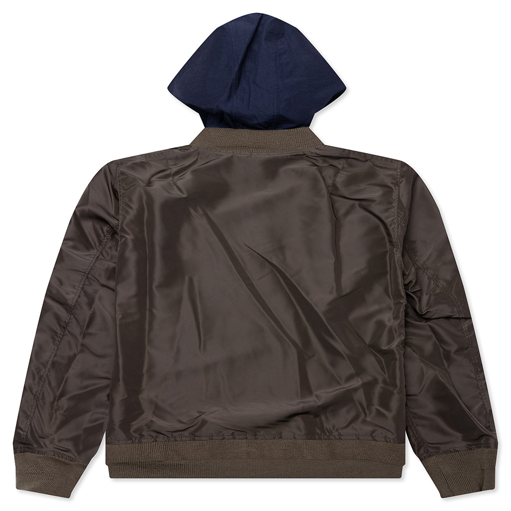 Nylon Twill x Grosgrain Blouson - Khaki/Navy