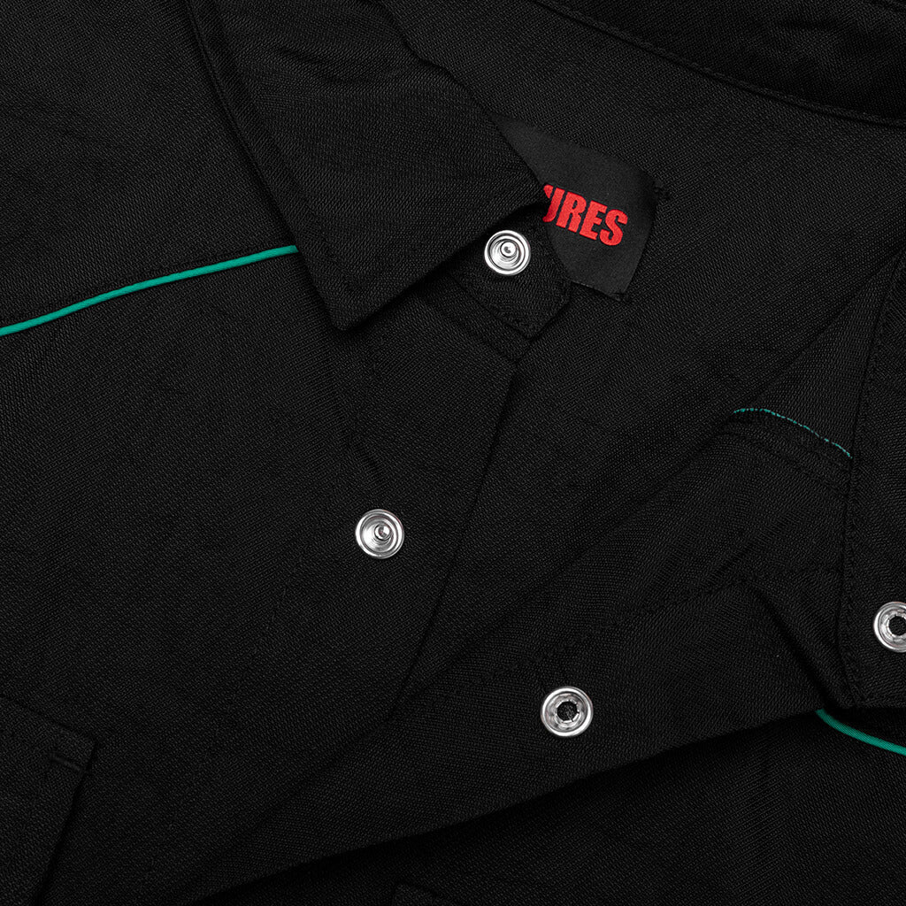Nylon Western Button Up - Black