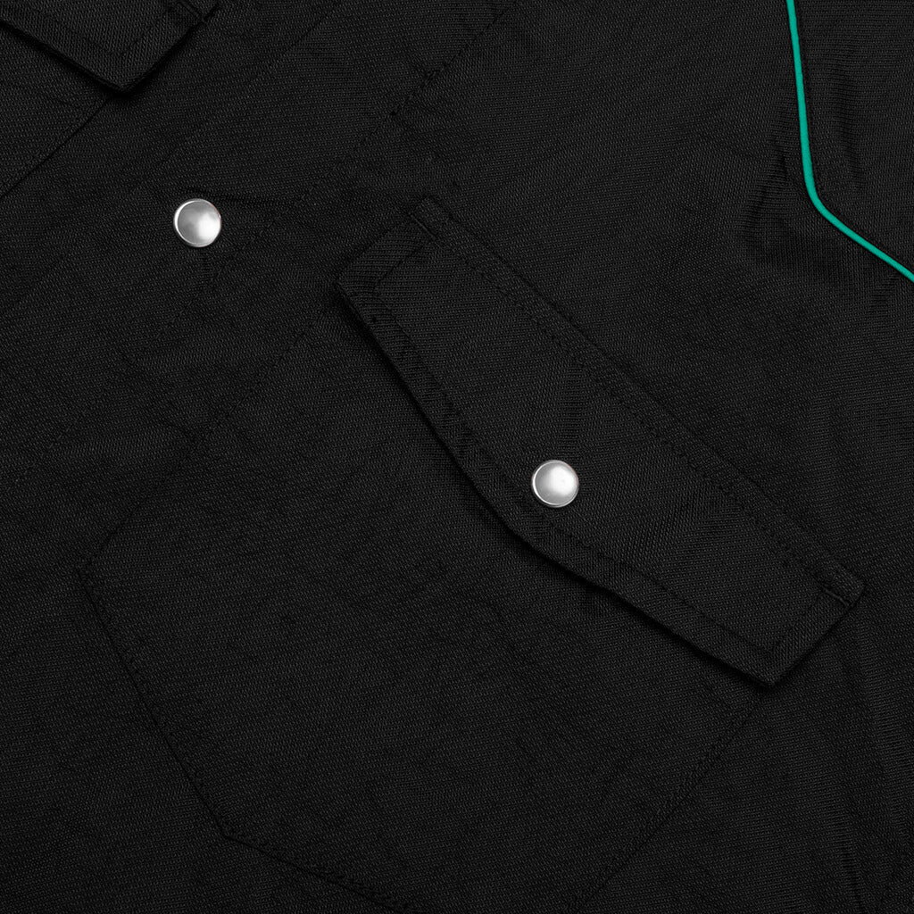Nylon Western Button Up - Black