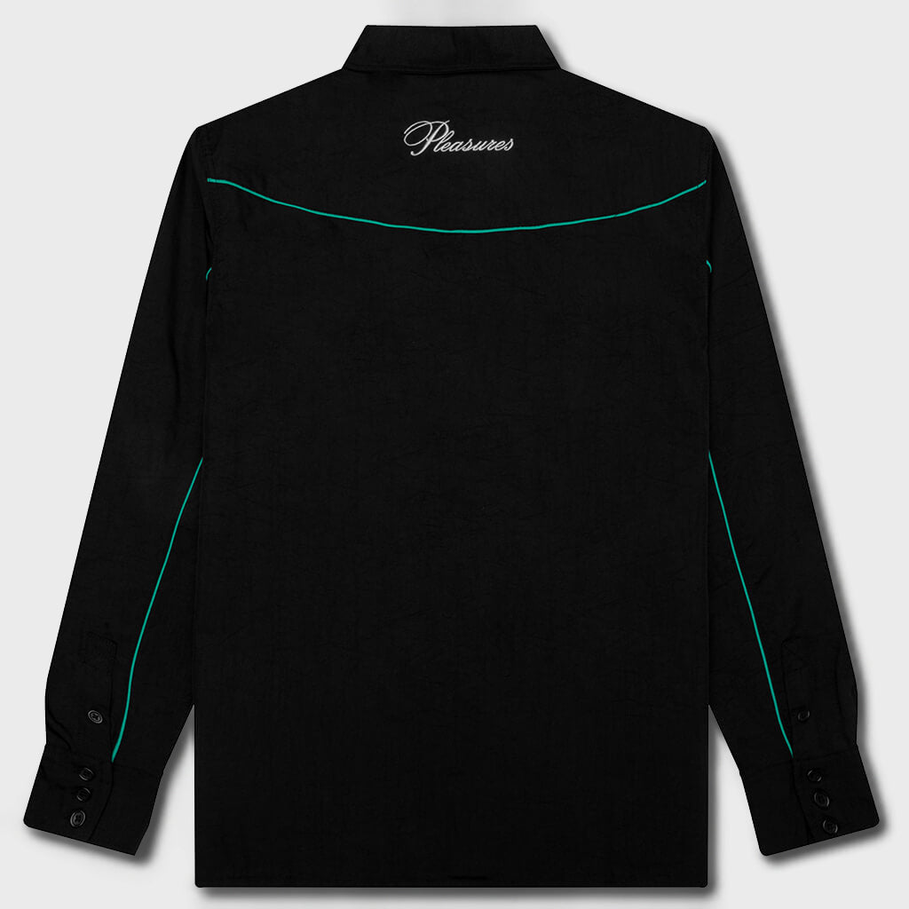 Nylon Western Button Up - Black