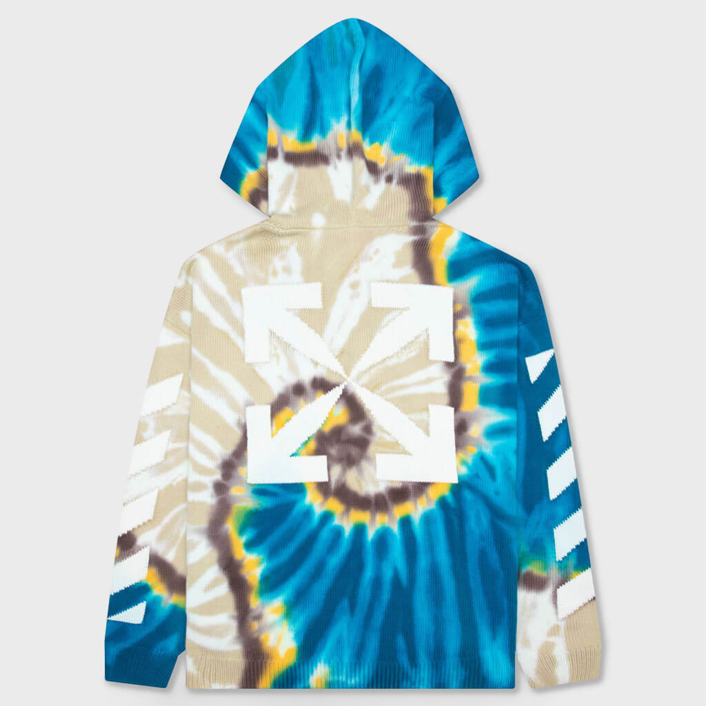Diag Tie Dye Knit Hoodie - Bone/White