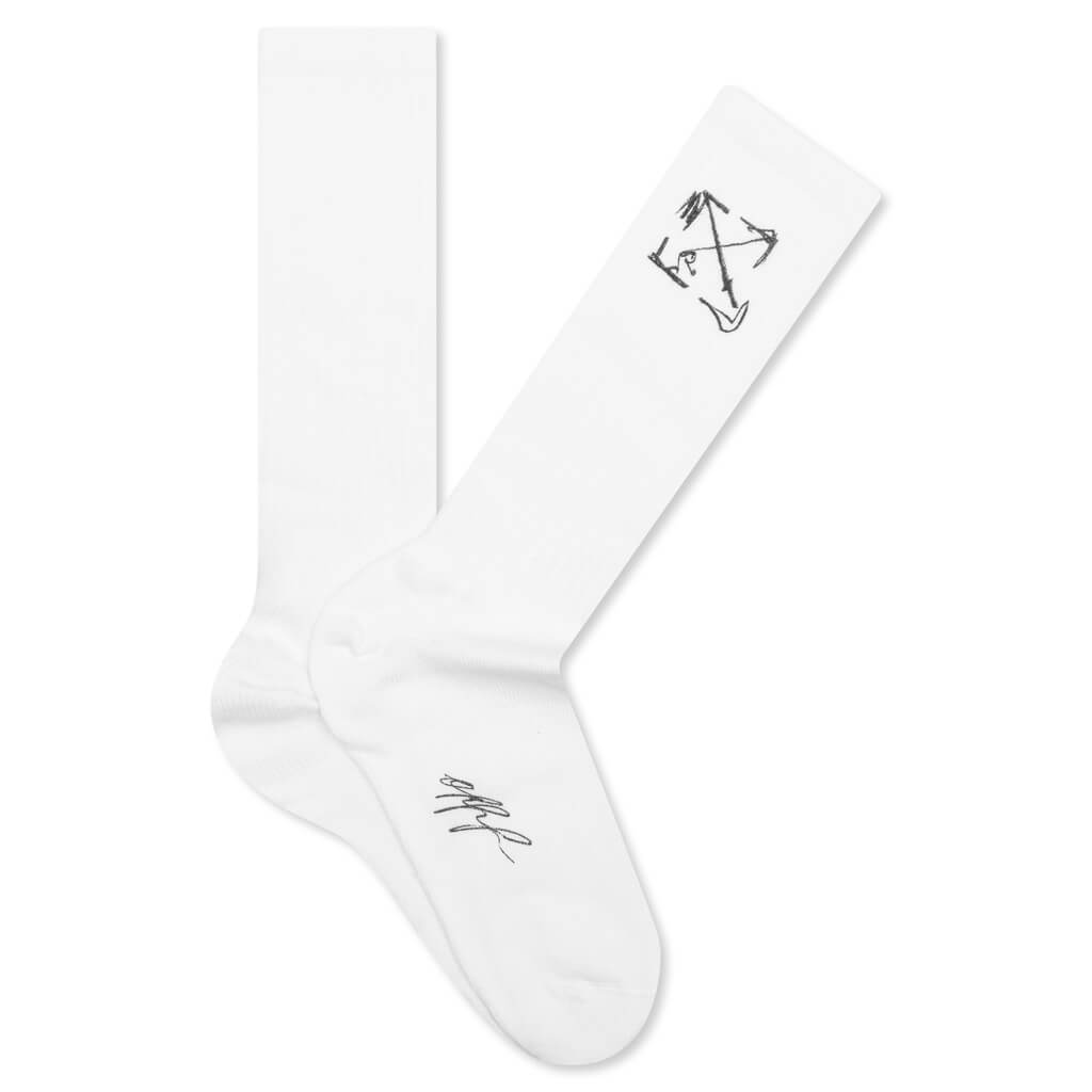 Scribble Arrow Socks - White/Black