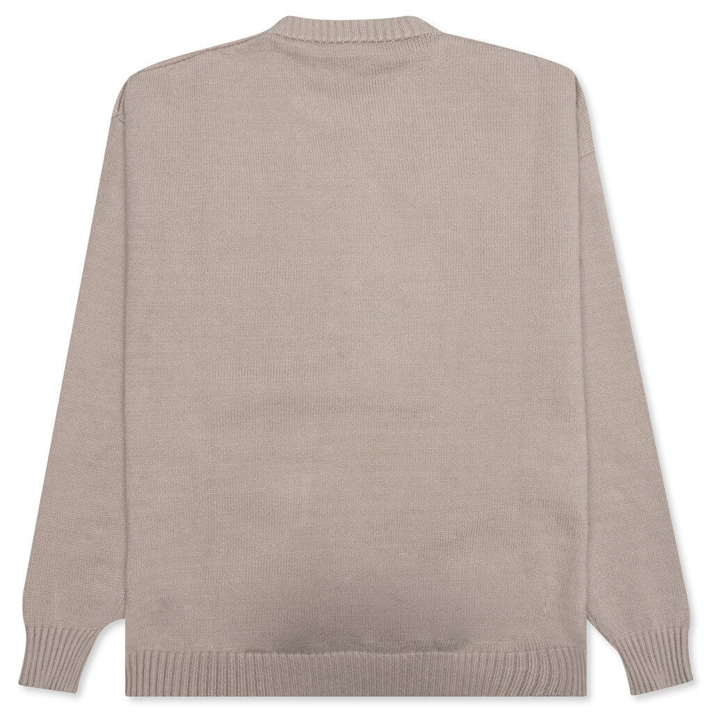 OW Logo Allover Knit Crew - Abbey Stone