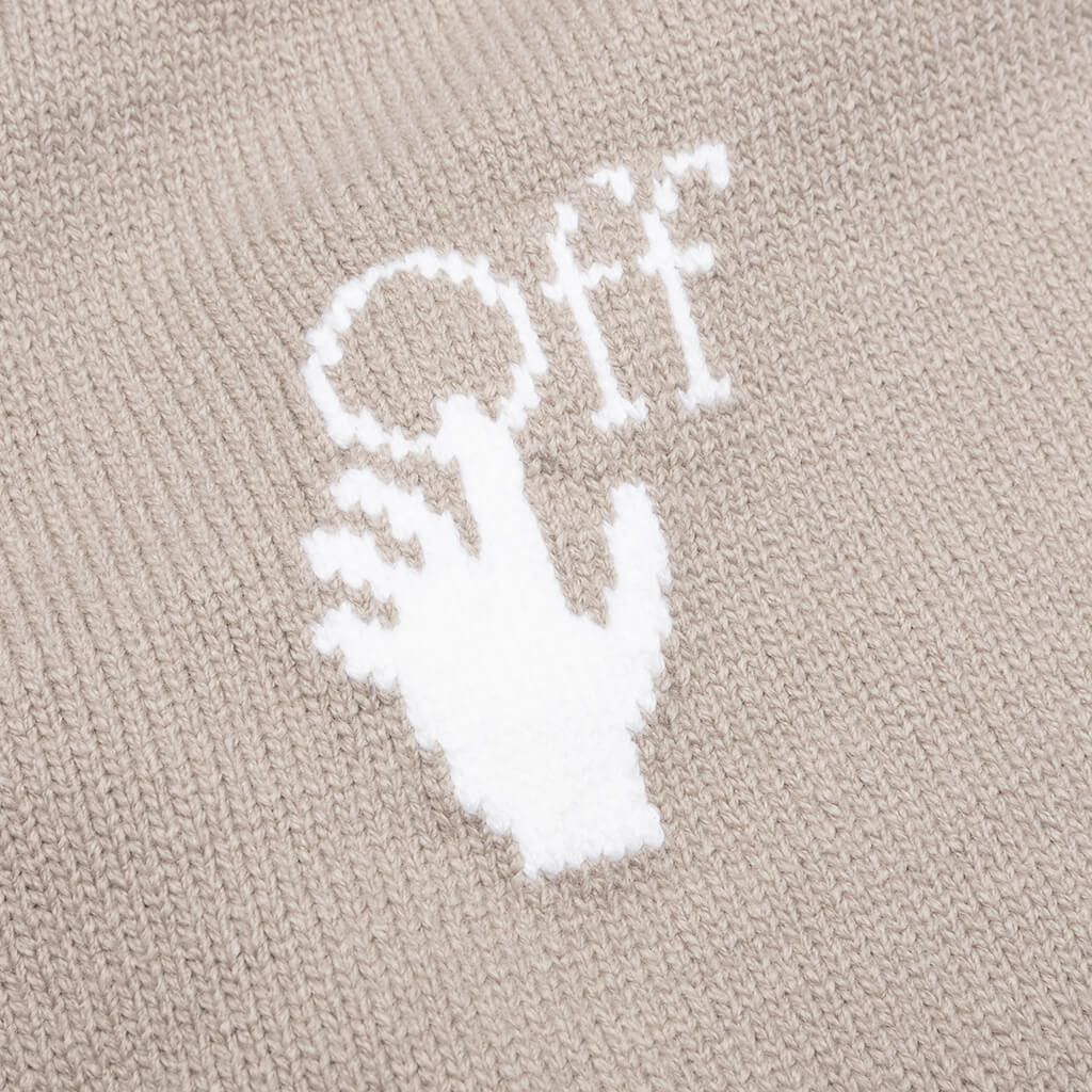OW Logo Allover Knit Crew - Abbey Stone