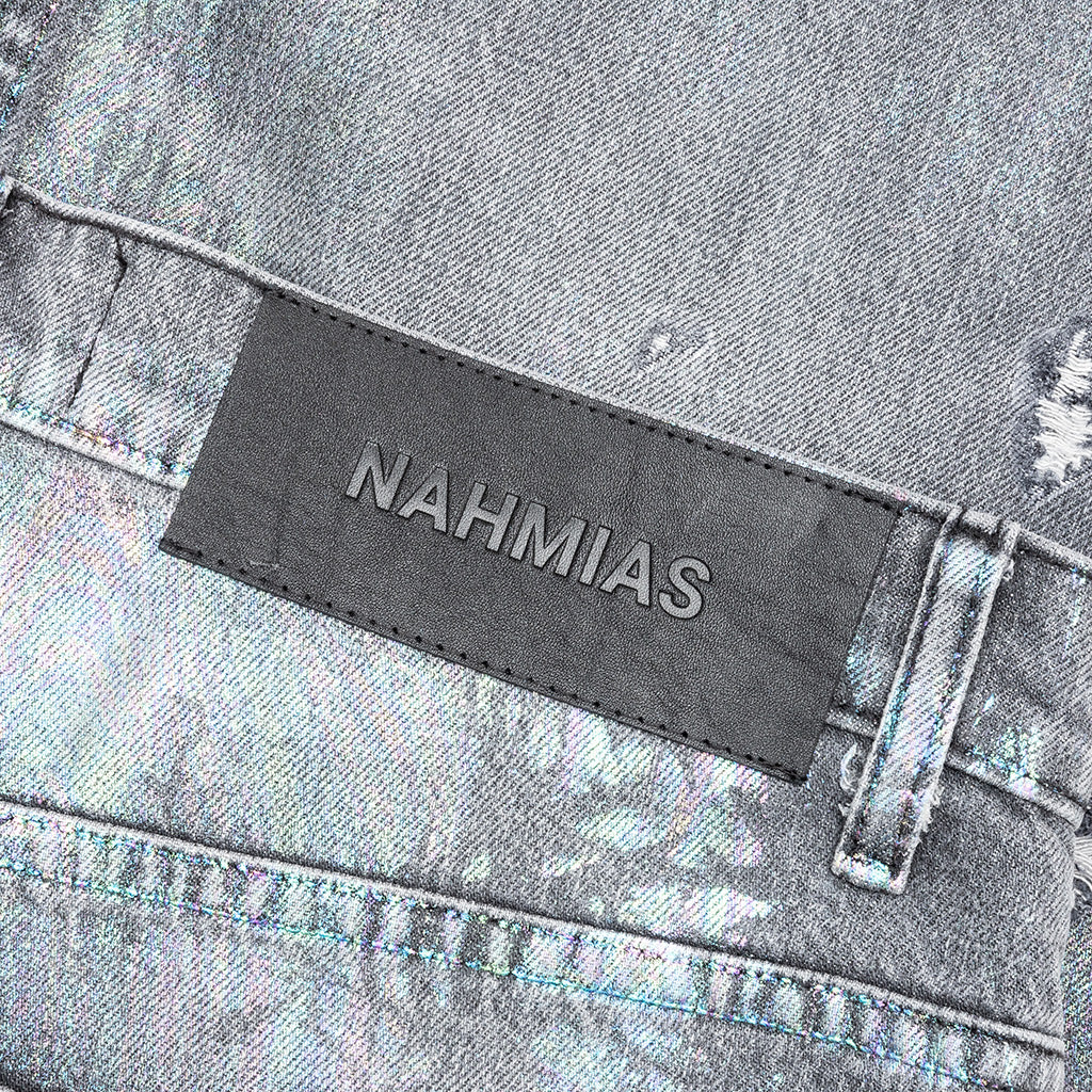 Oil Spill Baggy Jean - Charcoal Wash
