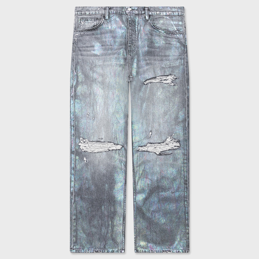 Oil Spill Baggy Jean - Charcoal Wash