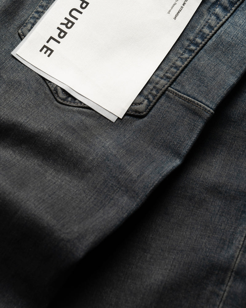 Purple Brand Mid Rise Slim Straight Leg Coated Gradient Jean - Mid Indigo