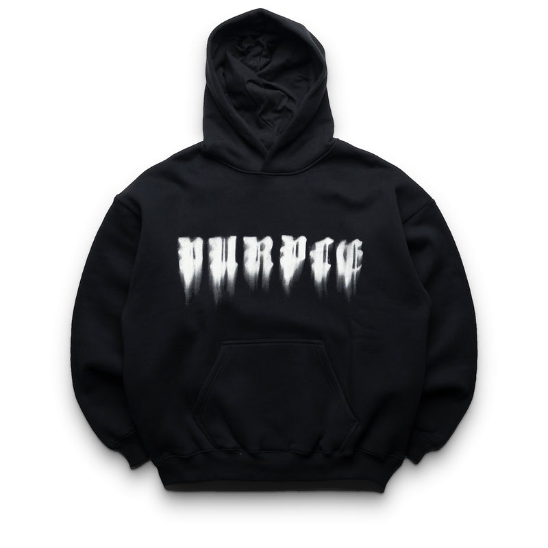 Purple Brand Smudged Gothic Hoodie - Black