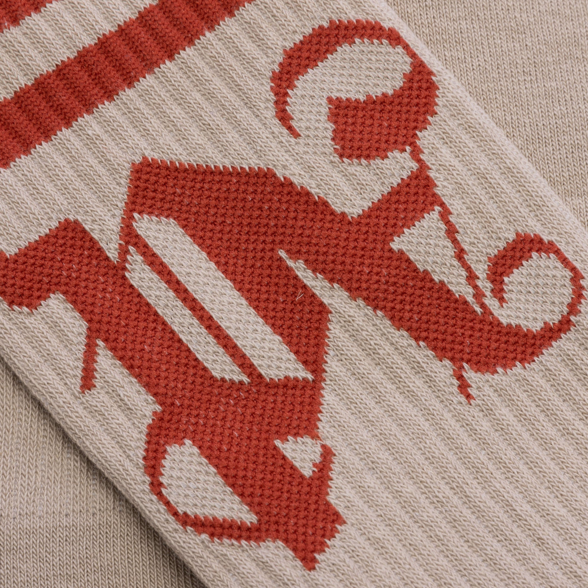 PA Monogram Striped Socks - Light Beige/Red