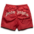 Palm Angels Curved Logo Swimshort - Red/Off White