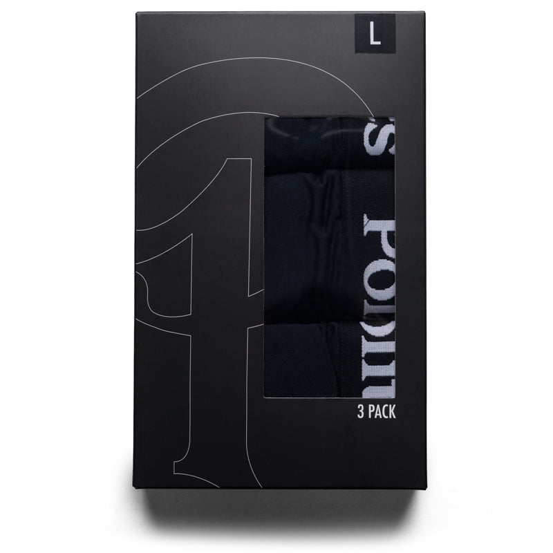 Politics Core Serif Logo Boxer Briefs (3 Pack) - Black
