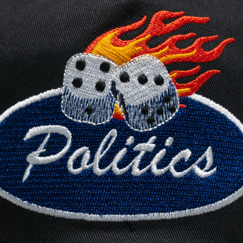 Politics Flaming Dice Trucker Hat - Black