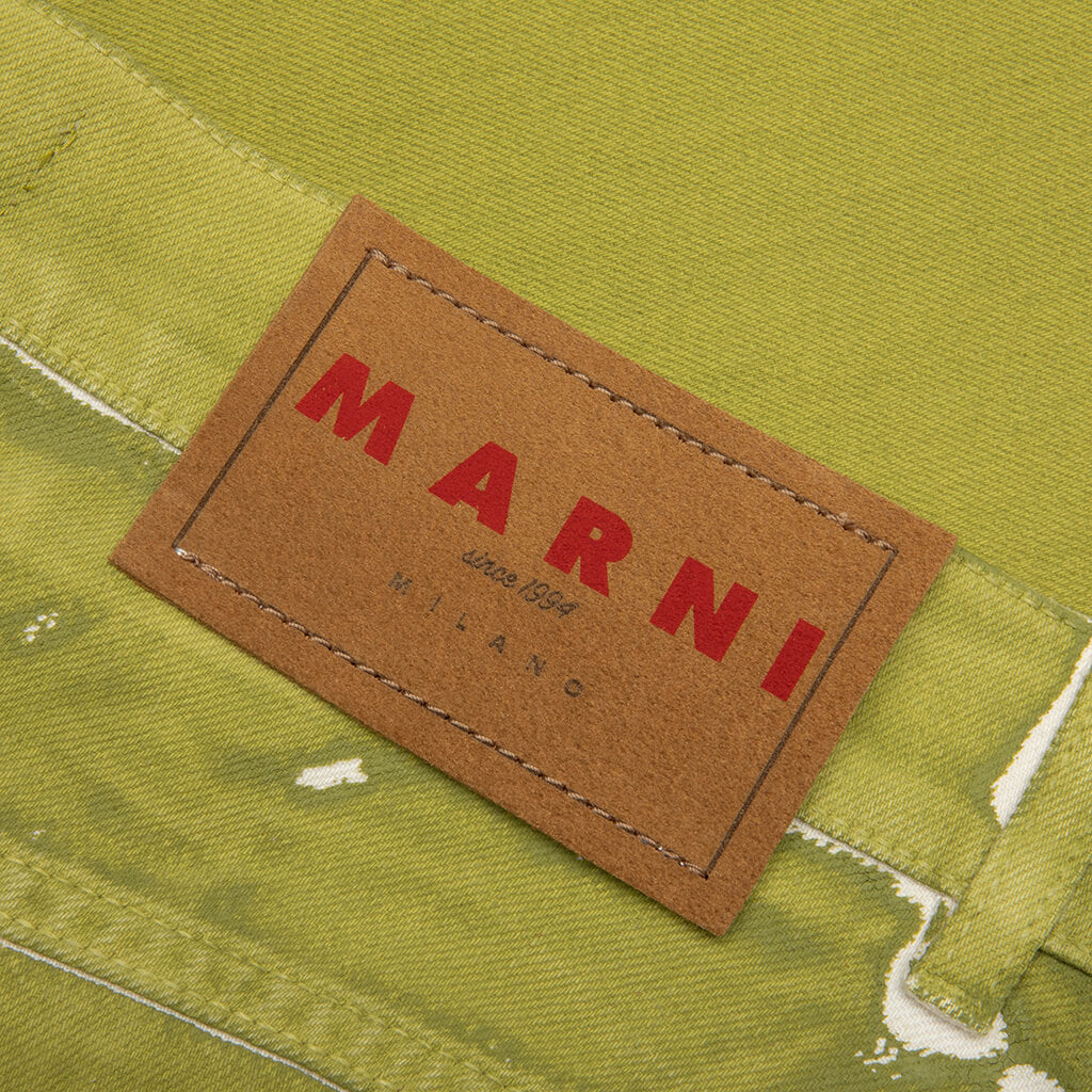 Screen Printed Denim Wide Leg Pant - Lemonade