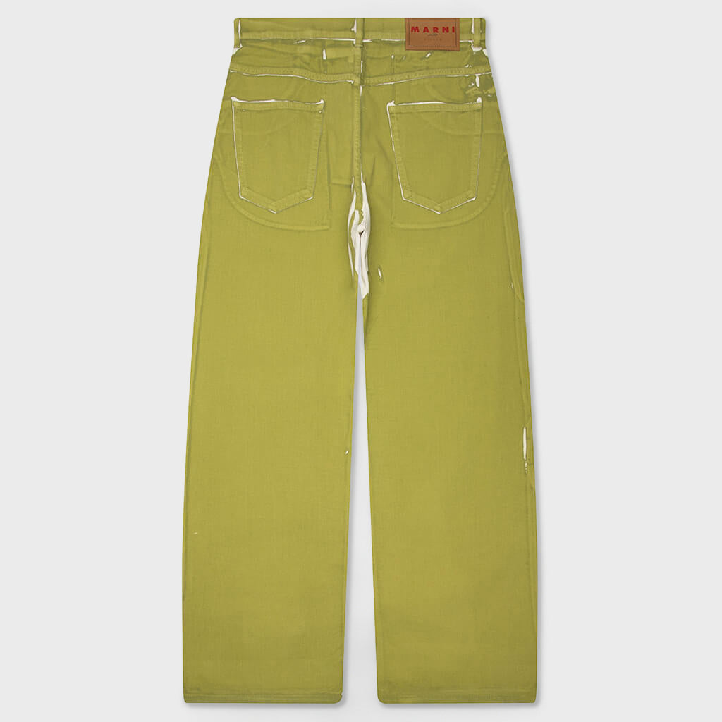 Screen Printed Denim Wide Leg Pant - Lemonade