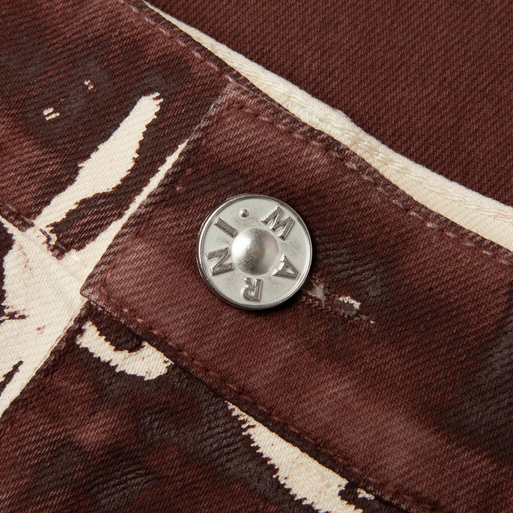 Screen Printed Denim Wide Leg Pant - Tobacco