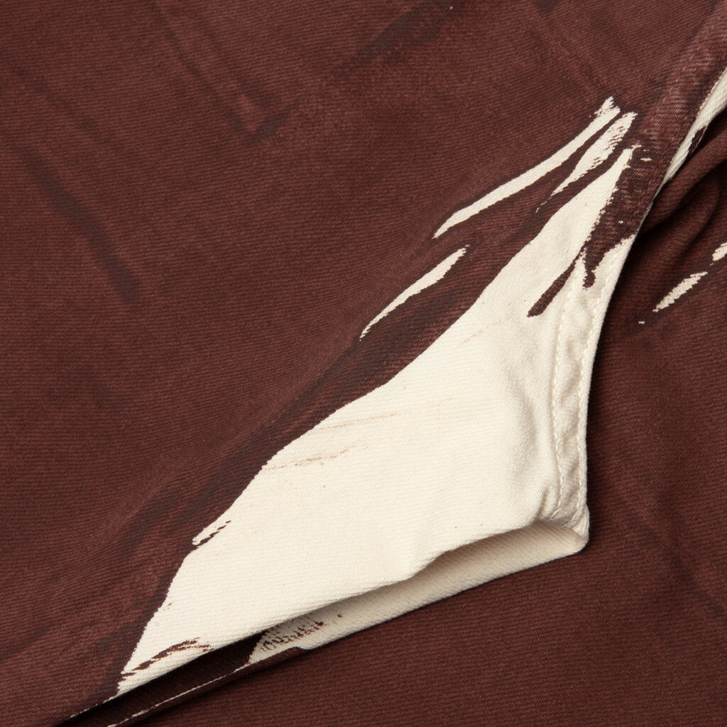 Screen Printed Denim Wide Leg Pant - Tobacco