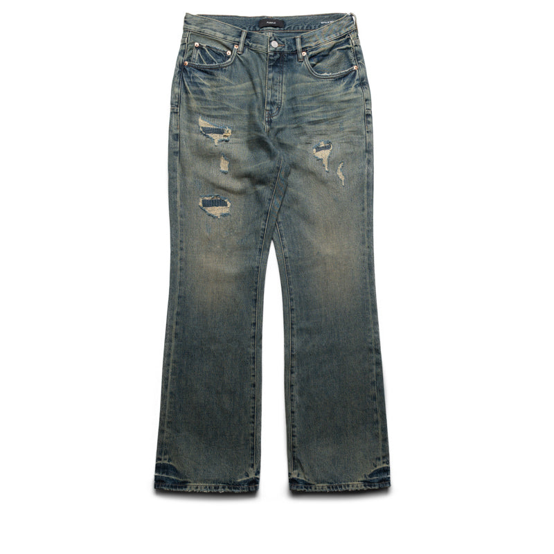 Purple Brand Mid Rise Bootcut Leg Quilted Destroy Jean - Mid Indigo