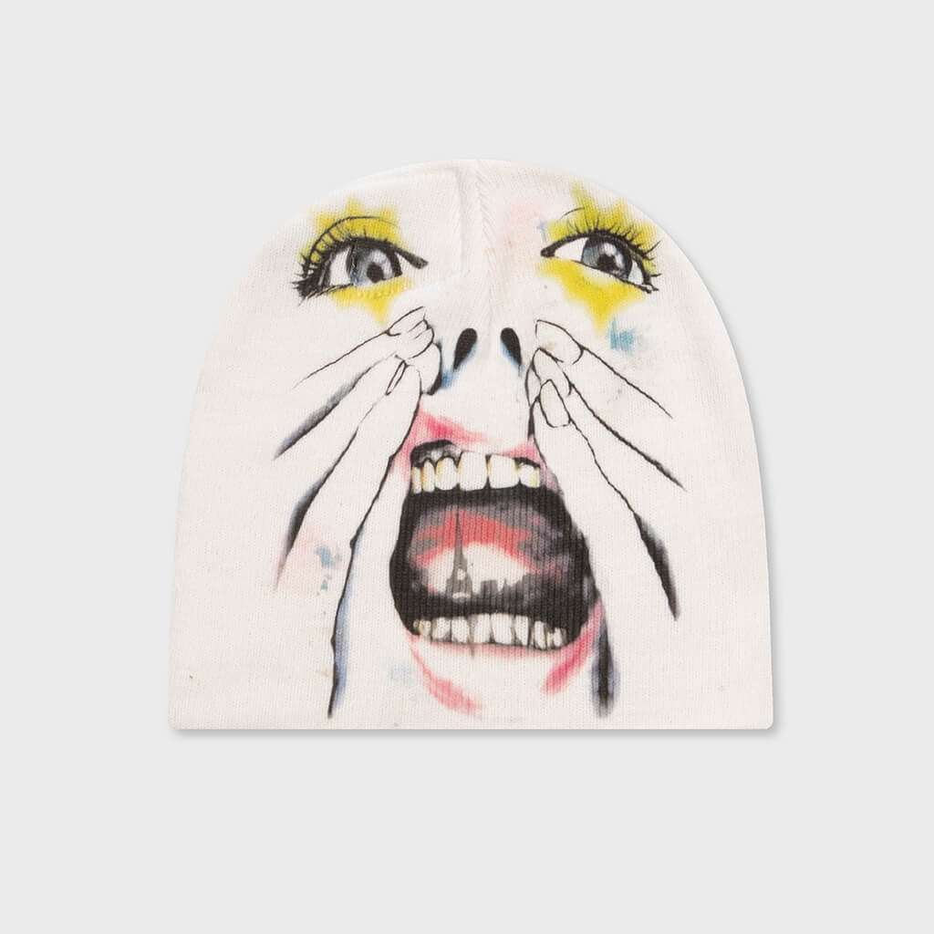 Paint Surfer Face Beanie - White