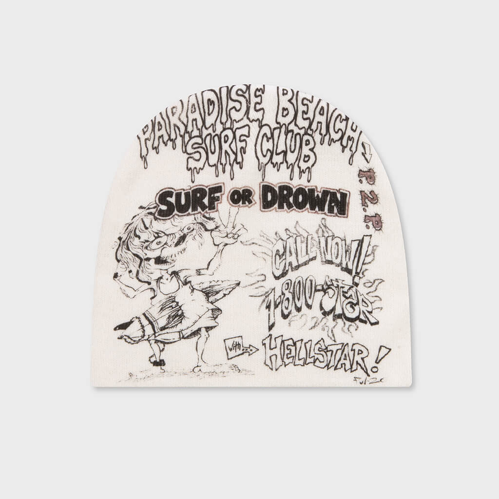 Paint Surfer Face Beanie - White