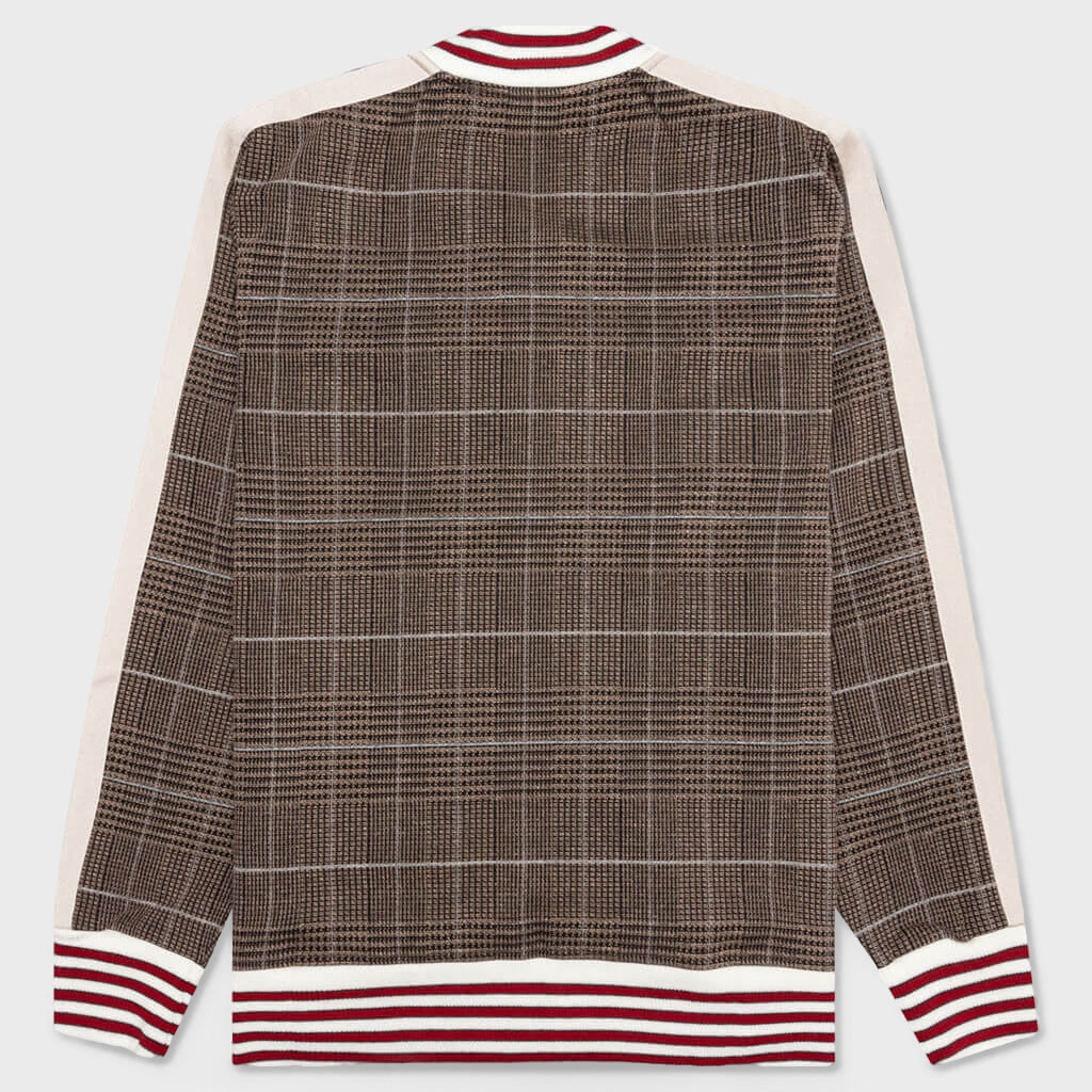 Bomber Track Jacket - Brown/Off White
