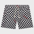 Damier Print Swimshort - Black/Red