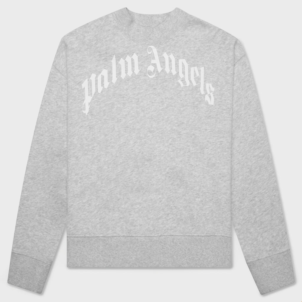 Kid's Classic Curved Logo Crewneck - Melange Gray