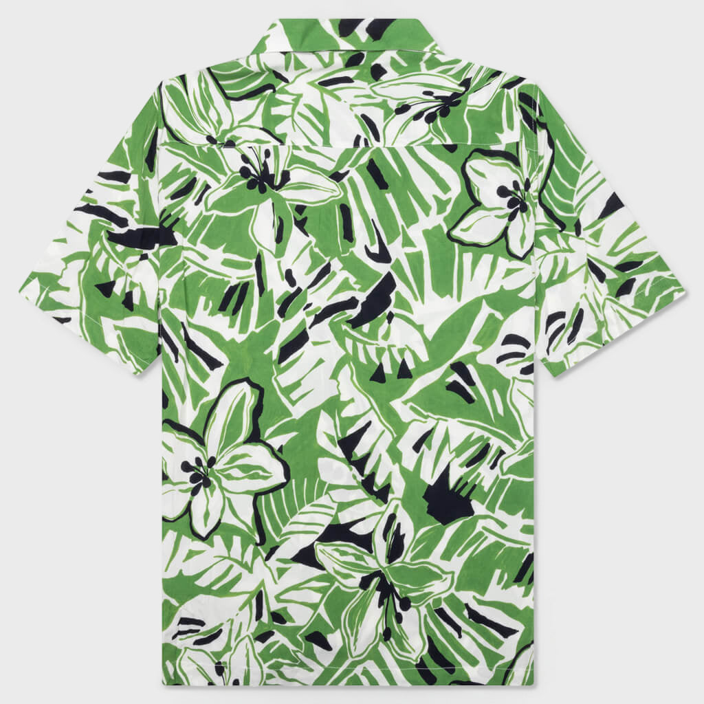 Marco Hibiscus Bowling Shirt - Green/White