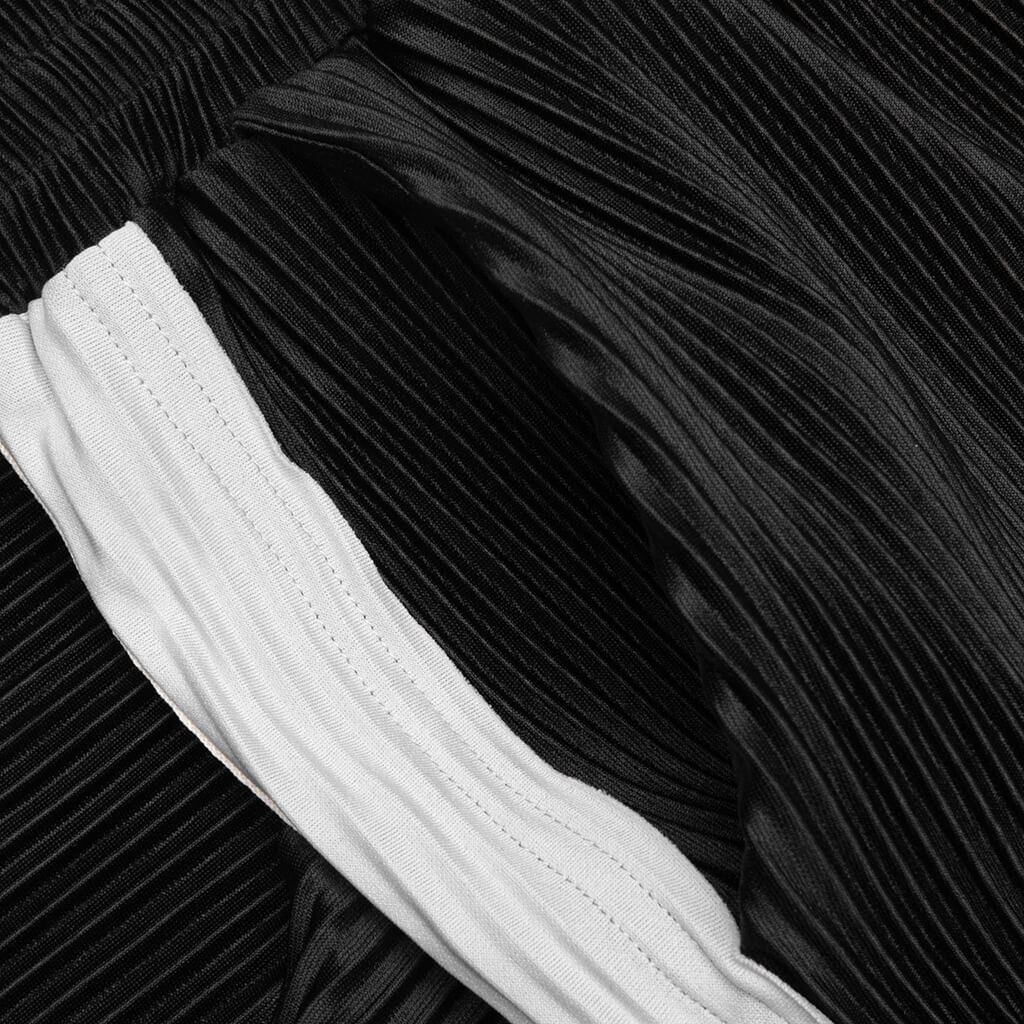 Weave Trim Pleat Pants - Black/Blue