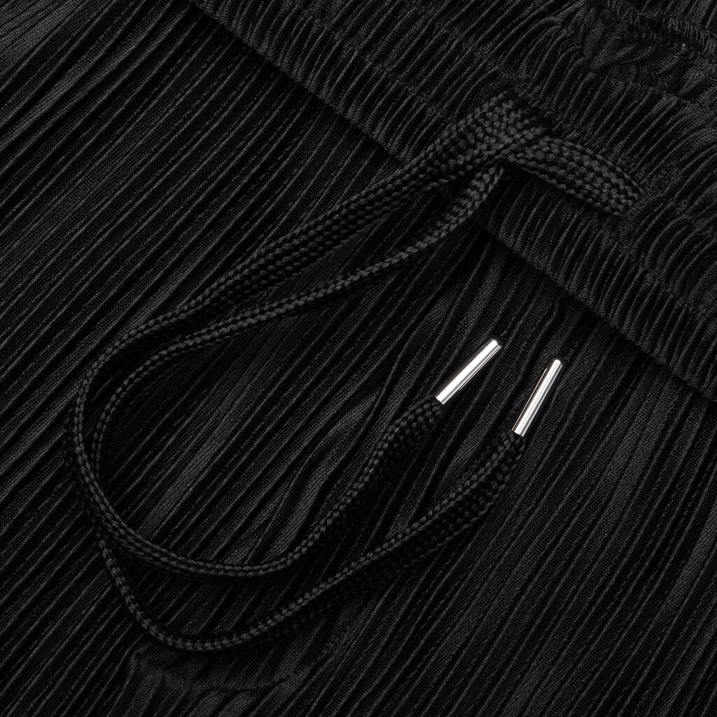 Weave Trim Pleat Pants - Black/Blue