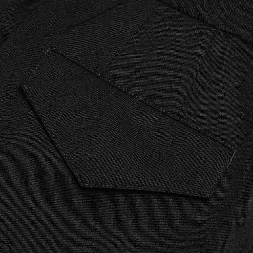 Wide Leg Gabardine Wool Trousers - Black