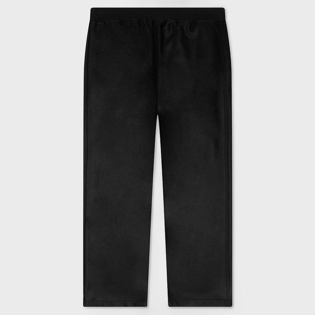 Melton Wool Trousers with Drawstring at Hems - Black