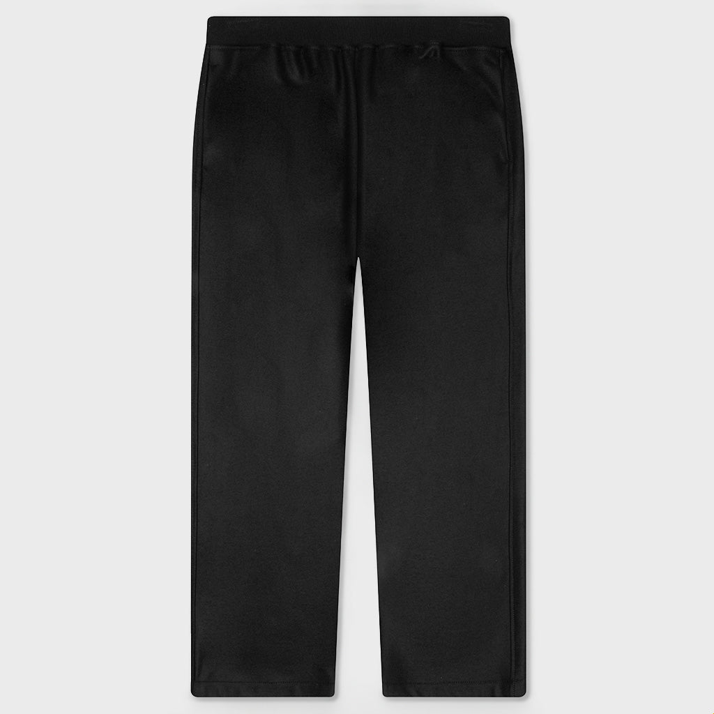 Melton Wool Trousers with Drawstring at Hems - Black