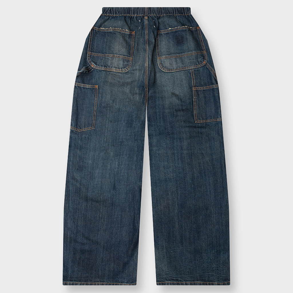 Wide-Leg Denim Pants - Blue Wash