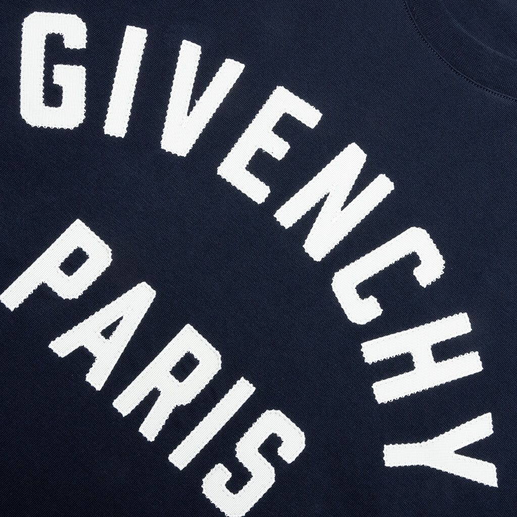 Patch Silk T-Shirt - Navy/White