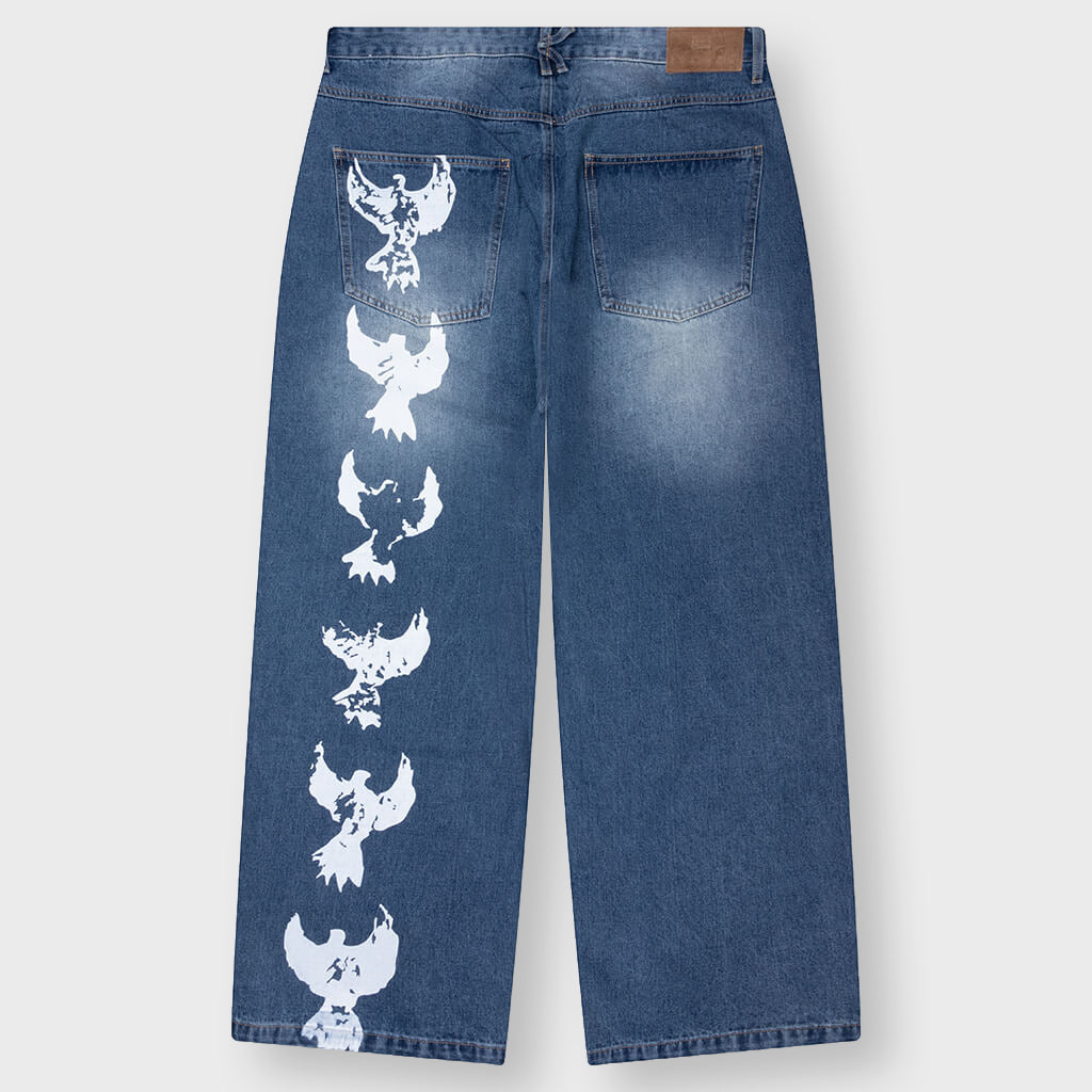 Patched Flare Pant - Blue
