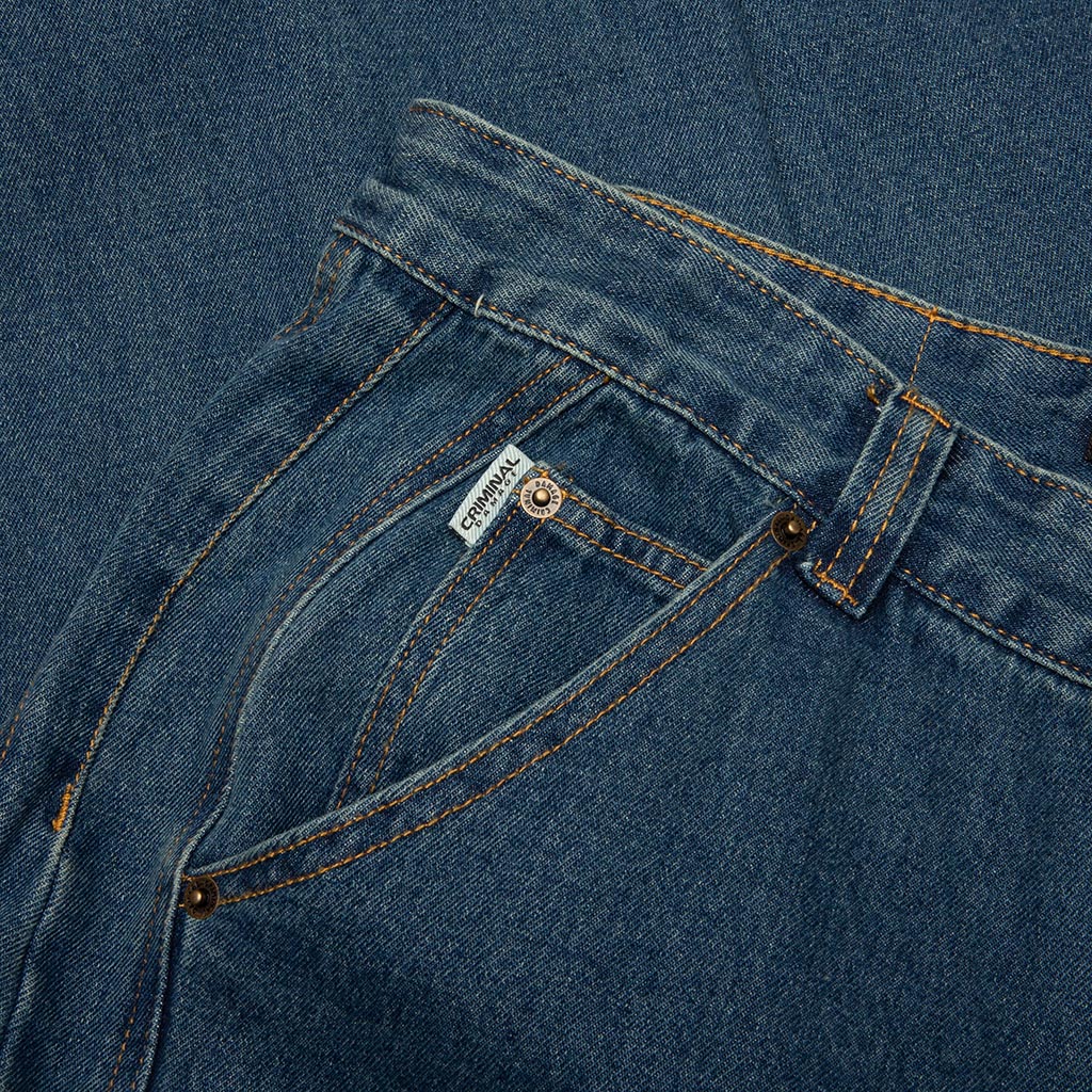 Patched Washed Jean - Mid Blue