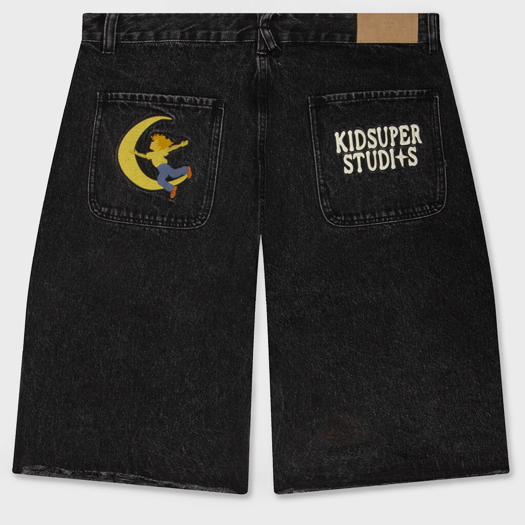 Patches Denim Shorts - Black