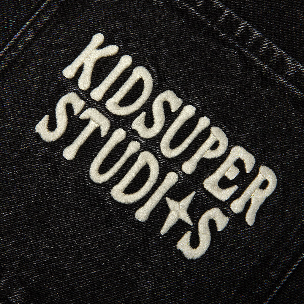 Patches Denim Shorts - Black